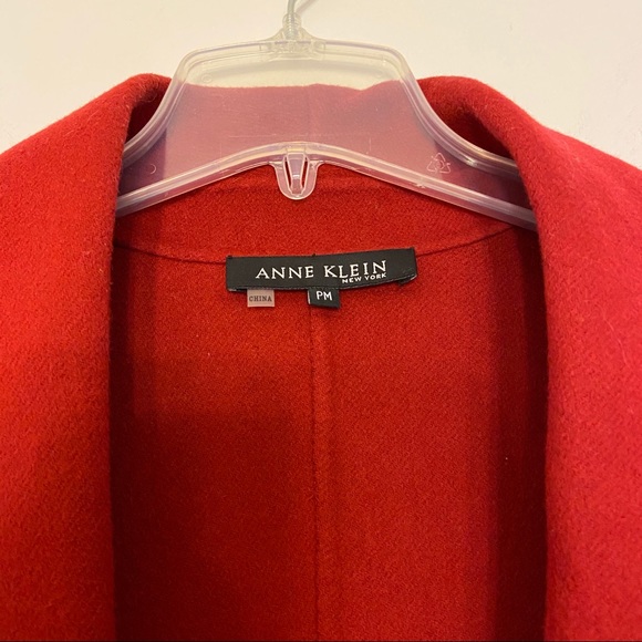 Anne Klein Peplum Wool Cashmere Blend Coat MP Red - Picture 3 of 11